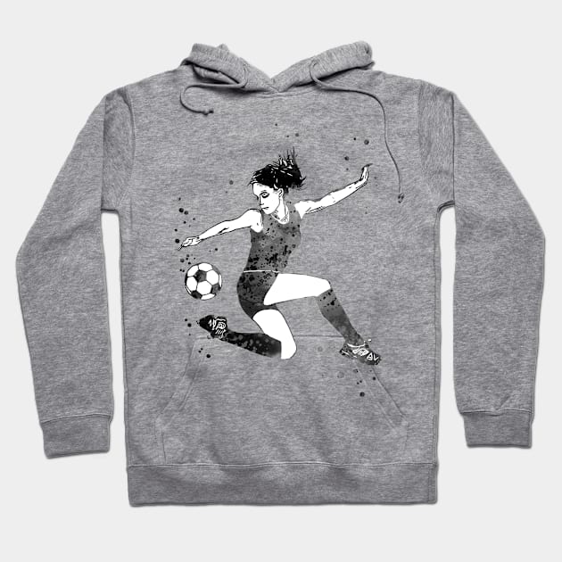 Female Soccer Player Hoodie by RosaliArt